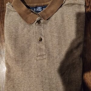 Lands' End Men's Brown Herringbone Casual Shirt